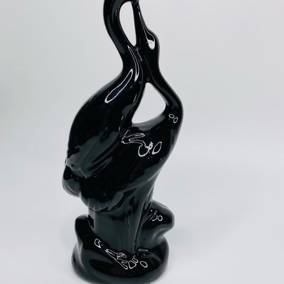 Vintage Ceramic Black Crane Bird Figurine Mid Century Palm Beach Regency… - Picture 7 of 8